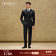 SKARO【明星同款】雙排扣西服套裝男士商務(wù)高端結婚正裝黑色西服 黑色SKG1001A 48 碼上衣【西褲尺碼請備注】