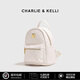 CHARLIE&KELLI品牌 CK輕奢包包女包棋盤(pán)格時(shí)尚百搭休閑背包生日禮物送女友老婆 白色【母親節生日情人節520禮物】