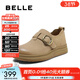 百麗（Belle）復古擦色牛皮勃肯鞋女商場(chǎng)同款厚底休閑單鞋E7C1DCM5 杏色 36 (230mm)