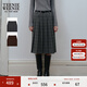 Teenie Weenie小熊女裝半身裙秋冬季休閑氣質(zhì)優(yōu)雅格紋中長(cháng)百褶裙 煤灰色 XS