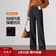 茵曼（INMAN）加絨加厚保暖復古牛仔褲女2025冬季百搭高腰顯瘦闊腿直筒褲子 牛仔黑 29