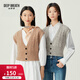 深呼吸DEEP BREATH女裝短款造型蔥紗羊毛針織開(kāi)衫馬甲A401069 咖 M (3碼)