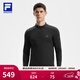 FILA 斐樂(lè )官方男子針織長(cháng)袖上衣冬季新款健身運動(dòng)加絨長(cháng)T抓絨打底衫 深黑-BK M 170/92A/M