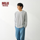 MUJI男式 天竺編織 圓領(lǐng)長(cháng)袖T恤 男士打底衫男款男裝 26年春季 白色圖案 M （170/92A）