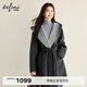 伊芙麗（eifini）伊芙麗100%高克重綿羊毛呢大衣2025冬毛呢外套 暗灰 M