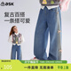 ASK JUNIOR童裝兒童褲子女童春裝中大童牛仔褲寬松闊腿褲休閑長(cháng)褲 藍色 140