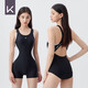 Keep泳衣女士連體平角專(zhuān)業(yè)游泳衣大碼保守競速訓練泳裝 559 黑色 M 