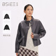 BSIEEBSiEE本澀25秋新格紋半身裙松弛感鏤空針織衫皮革外套 果殼外套 M