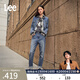 Lee【張凌赫代言】411舒適高腰小直腳顯瘦藍色水洗女士牛仔褲潮流 中深藍色 30 (140-150斤)