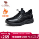 駱駝（CAMEL）男士加絨套腳快穿牛皮商務(wù)休閑運動(dòng)皮鞋 G14A220724R 黑色 43