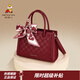 稻草人騏驥紅女包2026新款時(shí)尚結婚新娘包手提包婚慶包包新婚禮物送閨蜜 深紅（贈絲巾）