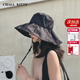 CHALL KITTY防曬帽女夏季大檐黑膠防紫外線(xiàn)遮陽(yáng)帽女士漁夫帽子可折疊2026新款 黑色-高端品牌禮盒裝高檔高級感