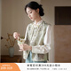 香影新中式立領(lǐng)襯衫女長(cháng)袖2026春季新款盤(pán)扣米白提花正肩國風(fēng)襯衣 卡其色背心B843206 M
