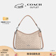 蔻馳（COACH）奧萊女士女包經(jīng)典標志LAUREL 31號流浪包單肩包斜挎包腋下包禮物 SV/沙黃色/灰褐色