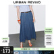 UR2026春季新款女裝腰帶裝飾牛仔半裙復古A字半身裙UWM850200 藍色 S