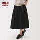 MUJI女式 萊賽爾混 輕便寬擺裙長(cháng)半身裙25年冬季 裙子女裝BE1XVC5A 黑色 S (155/62A)