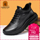 老人頭（LAORENTOU）皮鞋男鞋冬季防滑加絨保暖男士潮鞋健步鞋跑步爸爸鞋 LA270 黑42