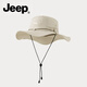 JEEP遮陽(yáng)帽夏季透氣戶(hù)外防曬帽子男士大帽檐登山帽面罩冰袖女漁夫帽 卡其色【單帽】 均碼 JEEP正品丨頭圍56-60可調