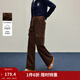 茵曼2026春季女裝新款燈芯絨大口袋闊腿工裝褲美拉德百搭寬松長(cháng)褲 深咖 26