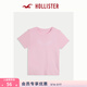 HOLLISTER美式25夏季Y2K棉質(zhì)正肩短袖T恤女裝357-5004 淺粉色 S (165/84A)