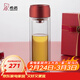 希諾（heenoor） 雙層玻璃杯男女士泡茶杯隔熱大容量水杯便攜戶(hù)外提環(huán)運動(dòng)杯子 大紅 400ml