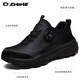 Q ZHIHE品牌男鞋2026春季新款頭層牛皮厚底旋轉扣休閑皮鞋男士透氣運動(dòng)鞋 黑色【正品男鞋】 42 (260mm) 【皮鞋碼】