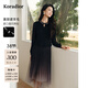 珂萊蒂爾2025細支羊毛優(yōu)雅氣質(zhì)修身中長(cháng)裙連衣裙 灰群青 S