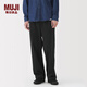 MUJI 男式橫豎彈力人字紋工裝褲男士長(cháng)褲子25年冬季男裝寬松休閑男款 黑色 XL （180/92A）