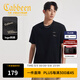 卡賓（CABBEEN）【索羅娜涼感】短袖男士T恤燙珠花卉字母繡花夏季短袖T恤男裝 煤黑色01（舒適版型） XL /180/52