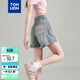 唐獅（TonLion）2024牛仔短褲女口袋編織毛邊短褲 淺牛仔藍 29 
