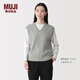 MUJI女式 可水洗 纜繩花紋 背心馬甲 女裝26年春季款 BA1RBA6S 灰色 M (160/84A)