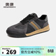 奧康（Aokang）軟底透氣休閑鞋潮流百搭運動(dòng)休閑男板鞋黑/灰42碼