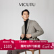 威可多（VICUTU）男士休閑西服上衣格紋百搭商務(wù)西裝外套 灰色格紋 175B