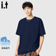fingercroxx it男士短袖日系休閑慵懶風(fēng)t恤夏季純棉運動(dòng)透氣內搭 藏青 L