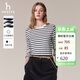 哈吉斯（HAZZYS）女裝 女士純棉條紋寬松長(cháng)袖T恤女ABTSE0CCX02