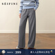 詩(shī)凡黎（‘S EIFINI）孟子義代言針織彎刀衛褲2025秋冬新款寬松百搭顯瘦休閑褲女 灰色 S