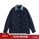 茵曼（INMAN）假兩件牛仔襯衫領(lǐng)棉衣女2025冬季時(shí)尚百搭寬松保暖夾棉外套 深藍色 M