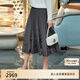EP雅瑩睫毛裙 黑色高腰百褶傘裙針織A字半身裙 商場(chǎng)同款9301A 灰色 L
