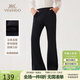 英氏（YEEHOO）女童喇叭褲兒童褲子中大童裝運動(dòng)休閑彈力長(cháng)褲百搭春 黑色 150