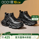 高哥增高老爹鞋厚底春季運動(dòng)休閑男鞋真皮輕便氣墊鞋內增高男鞋10cm 黑色10cm 0734826-10XA 41