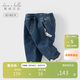 戴維貝拉兒童加絨褲子女童冬裝牛仔褲女寶寶冬季長(cháng)褲童裝