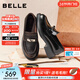 百麗（Belle）復古褶皺面牛皮樂(lè )福鞋2026春新商場(chǎng)同款粗跟單鞋F2G1DAA6 黑色 35 (225mm)