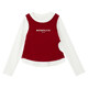 ONEDEW國際品牌童裝女童百搭上衣春秋新款兒童圓領(lǐng)假兩件長(cháng)袖T 紅色 140 cm