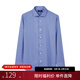 襯衫老羅[凌志T1]條紋襯衫商務(wù)休閑修身免燙彈力襯衣M555 牛仔藍條 39（120-139斤）