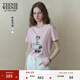 Teenie Weenie小熊女裝T恤春夏精美重工刺繡通勤短袖上衣 淺粉色 M
