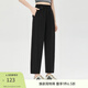 纖莉秀大碼女裝黑色直筒褲松緊腰遮肉顯瘦休閑褲胖mm春裝新款1206 黑色 XL