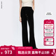 朗姿絲絨復古老錢(qián)風(fēng)垂感闊腿褲時(shí)尚百搭通勤休閑褲2025年冬季新款 黑色 L