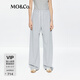 MO&Co.衛褲夏舒適棉質(zhì)運動(dòng)風(fēng)抽繩高腰直筒休閑褲M(mǎn)BE2PAT033新年紅 淺花灰色 S 160