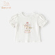 班喜迪女童短袖t恤夏裝新款洋氣兒童公主上衣夏季女寶寶衣服童裝打底衫 白色 90