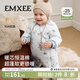 嫚熙（EMXEE）暖芯恒溫棉嬰兒連體衣夾棉寶寶衣服秋冬保暖 【厚暖款】幸運鵝-淺藍底 斜襟 適合-10~5℃(不含帽子) 90cm 1-2歲，建議體重9.5-13kg